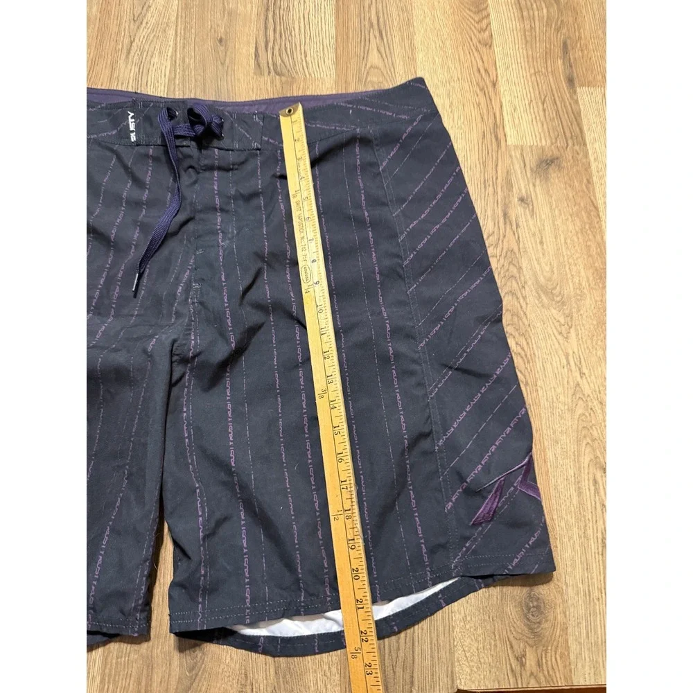 Rusty Board Shorts Mens 40 Black Purple Surf Swim Trunks Excellent